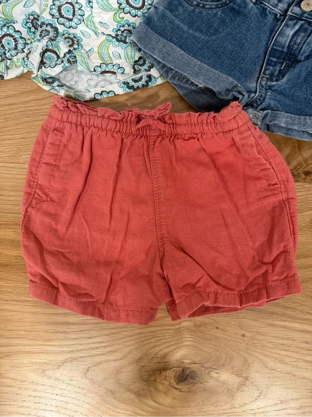 GAP/Old Navy  Girls 3 years Coral/Navy Floral, Denim Shorts Pack of 5